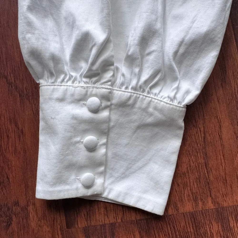 Reformation White V-Neck Puff Sleeve Button Front Top Blouse Sz 12 Cottagecore